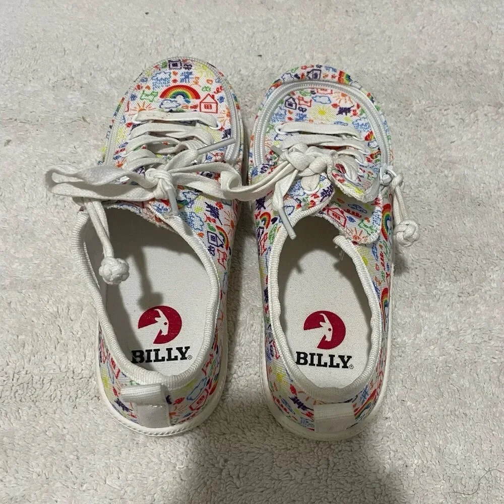 Billy Footwear Doodle Low top Zip Shoe Sneaker Youth 2 Unisex Rainbow Colorful